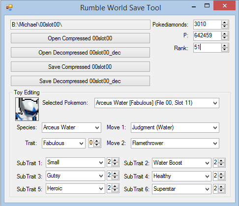 Pokemon Rumble World Save Tool