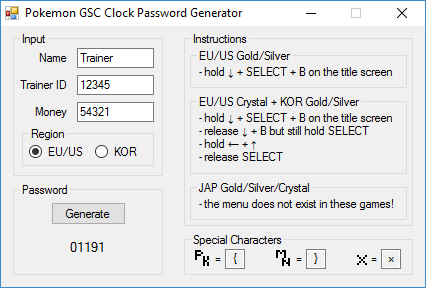 More information about "Pokemon GSC Clock Password Generator"
