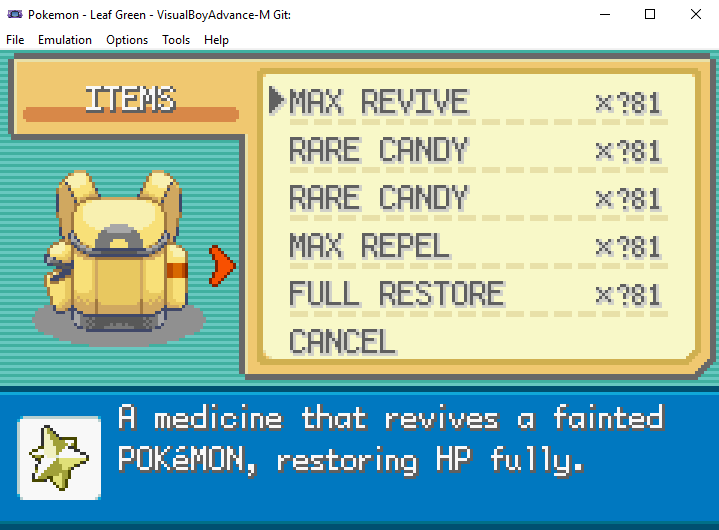 Max Stat Cheats for Pokemon Fire Red and Leaf Green 