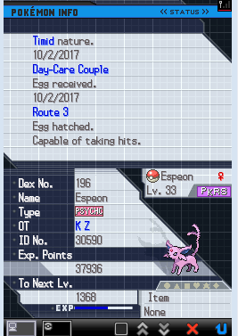 More information about "Espeon >> Name pokemon you want"