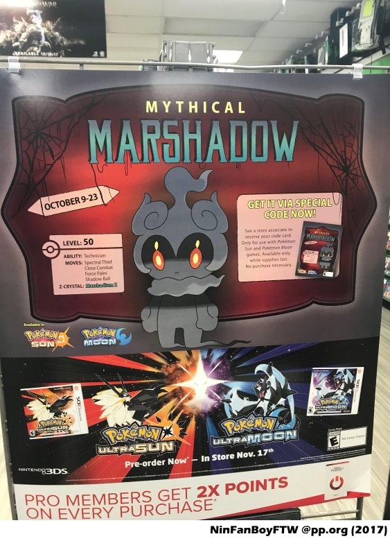 Free: Pokemon Ultra Sun & Moon Mythical Marshadow Code - Other