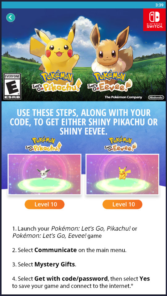 Lgpe Pokémon Pass Shiny Pikachueevee Gift Event Pokémon