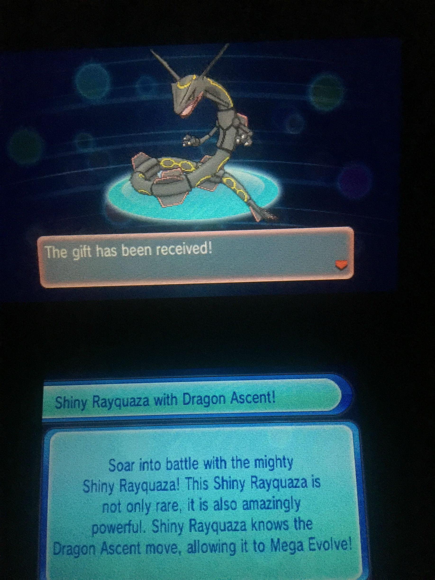 Giveaway: Shiny Raquaza Holding Lucky Egg from ORAS Event. I will Announce  the Winner Tommorow! : r/PokemonSwordAndShield