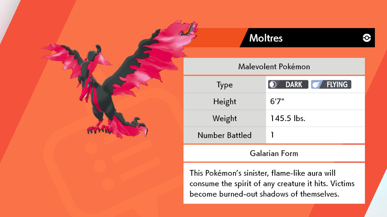 Pokemon 16146 Galarian Moltres Pokedex: Evolution, Moves, Location