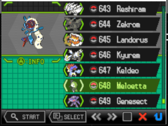 Shiny Meloetta in Pokemon Black after 1850 Seen + IN GAME EVENT +