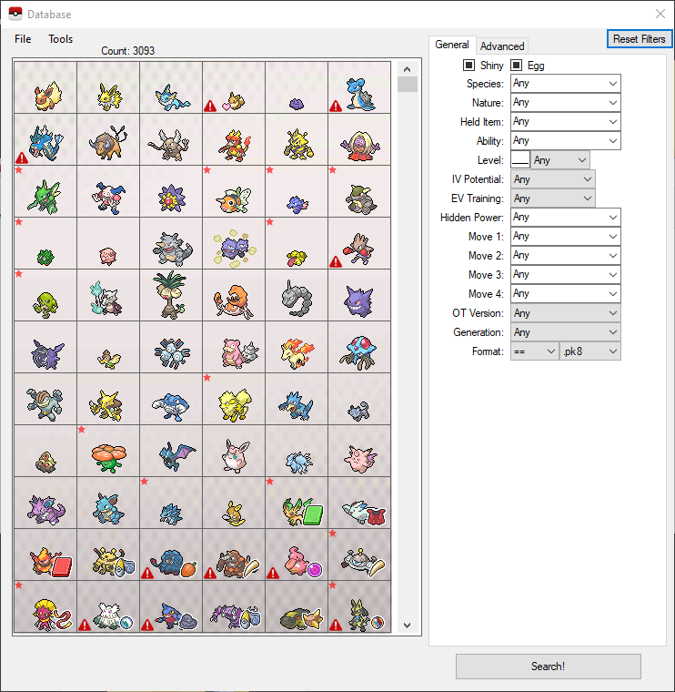 Pokémon Natures, Pokémon Database
